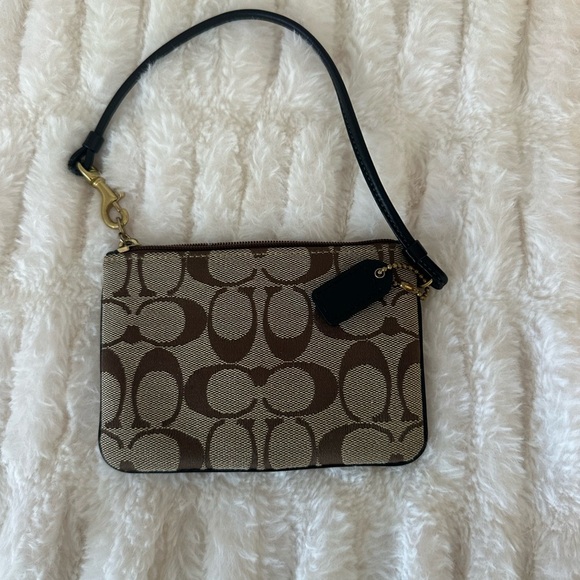 Coach Tan and Brown Signature Wristlet - Picture 2 of 6
